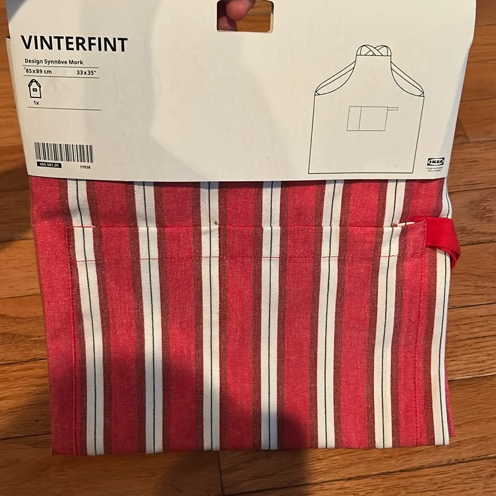 IKEA Vinterfint red striped Adult Apron NWT